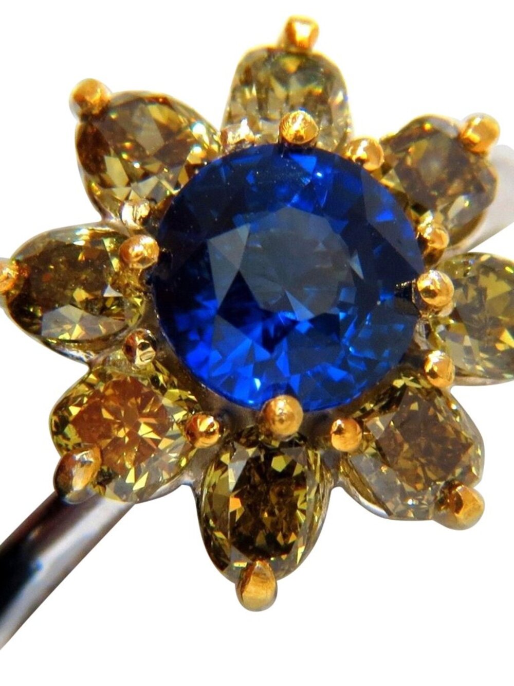 GIA Certified 1.58ct Natural Blue Sapphire Diamonds ring 14kt 10271*